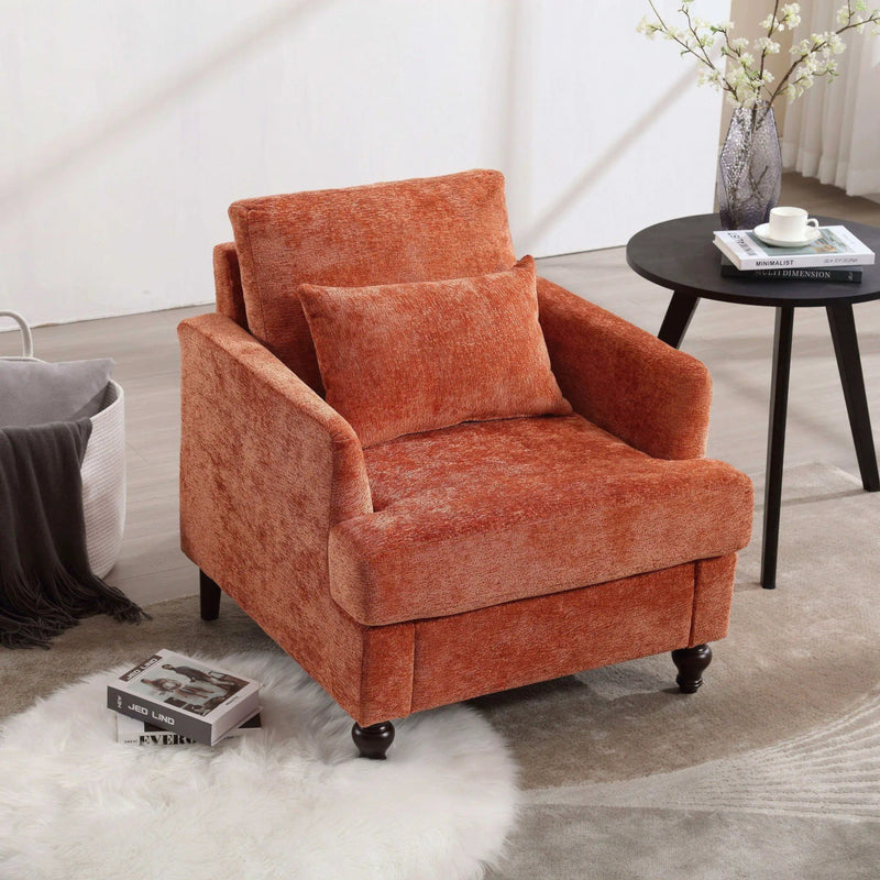 Modern Mid Century Wood Frame Armchair With Tufted Design by Unique Piece Furniture