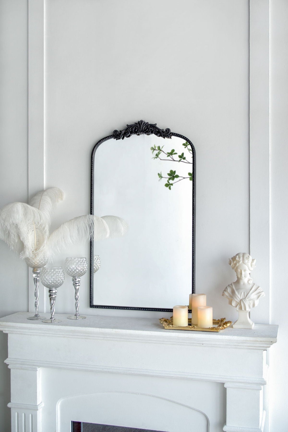 Baroque Inspired Arch Wall Mirror with Ornate Design - Gold or Black, photo 33 of 40