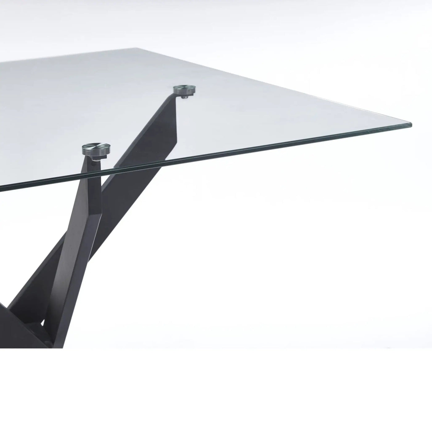 Dining Table With Cross Metal Leg And Tempered Glass, Modern Space Saving Kitchen Table For Living Room Legs, Square Table by HouseOfZazla