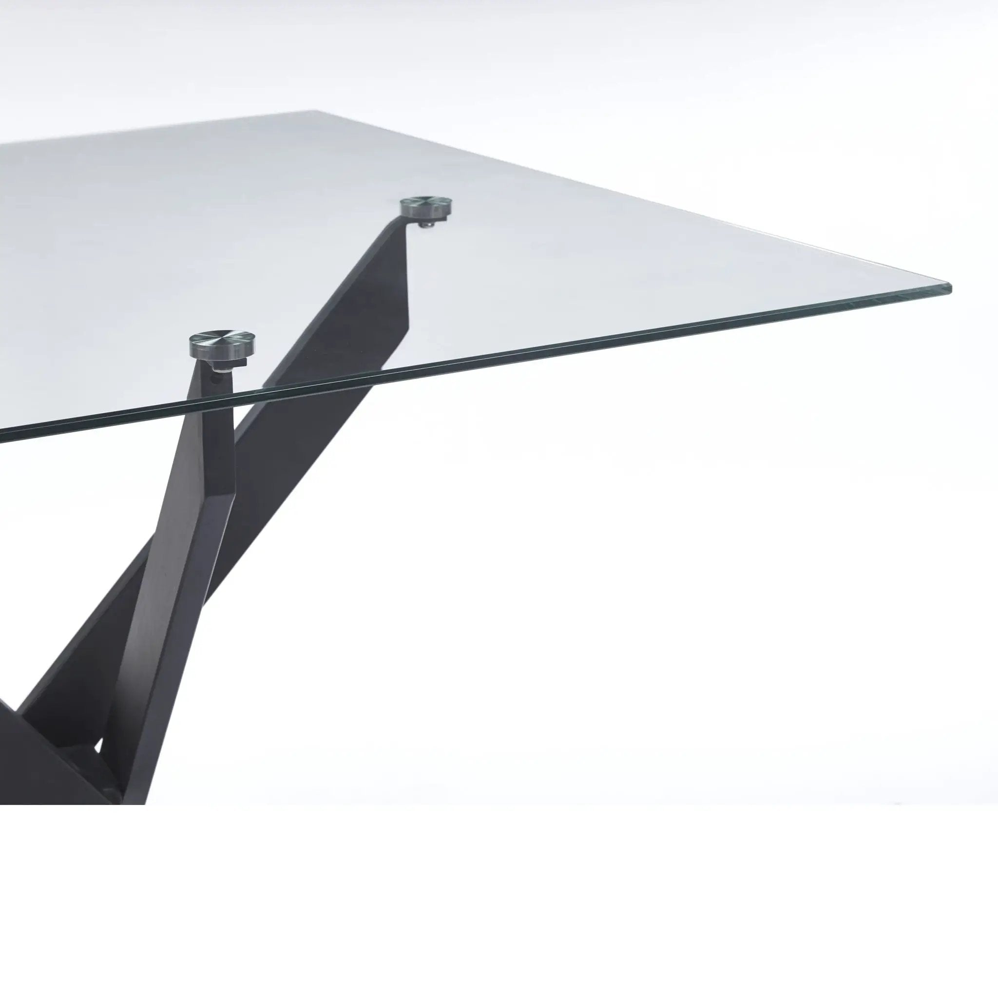 Dining Table With Cross Metal Leg And Tempered Glass, Modern Space Saving Kitchen Table For Living Room Legs, Square Table by HouseOfZazla