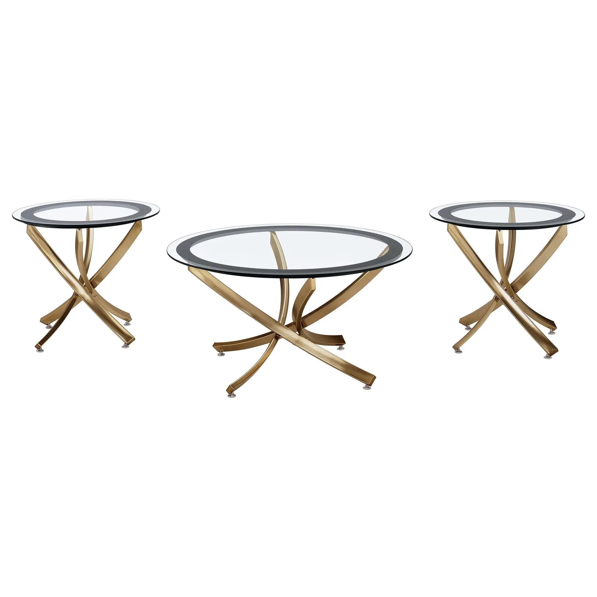Brooke 3-piece Round Coffee and End Table Set Rose Brass by Unique Piece Furniture