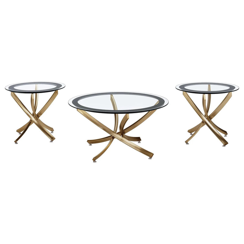 Brooke 3-piece Round Coffee and End Table Set Rose Brass by Unique Piece Furniture