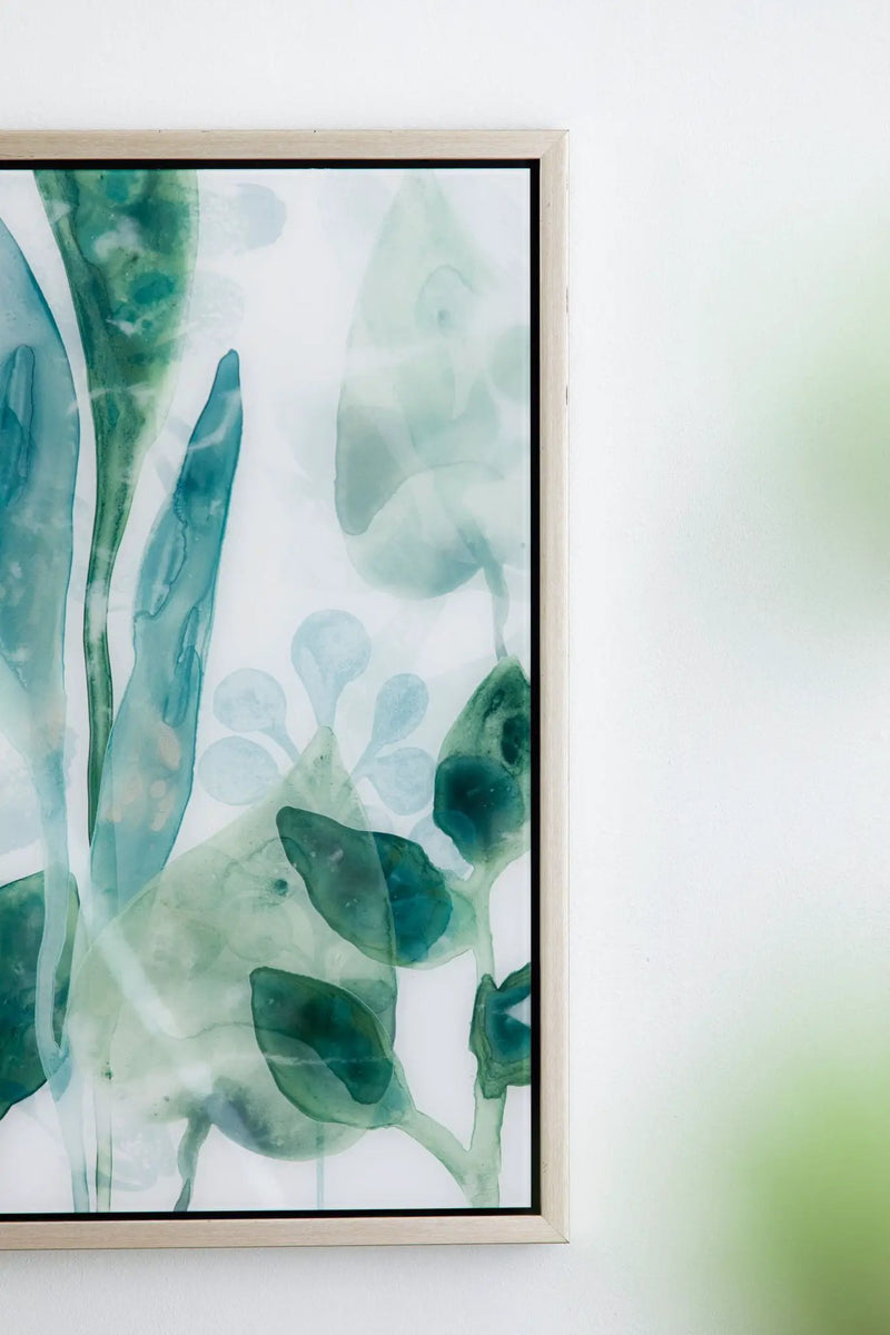 Framed Printed Acrylic Decorative Wall Art, Wall Decor For Living Room (Set of 2) - White / Green by Unique Piece Furniture