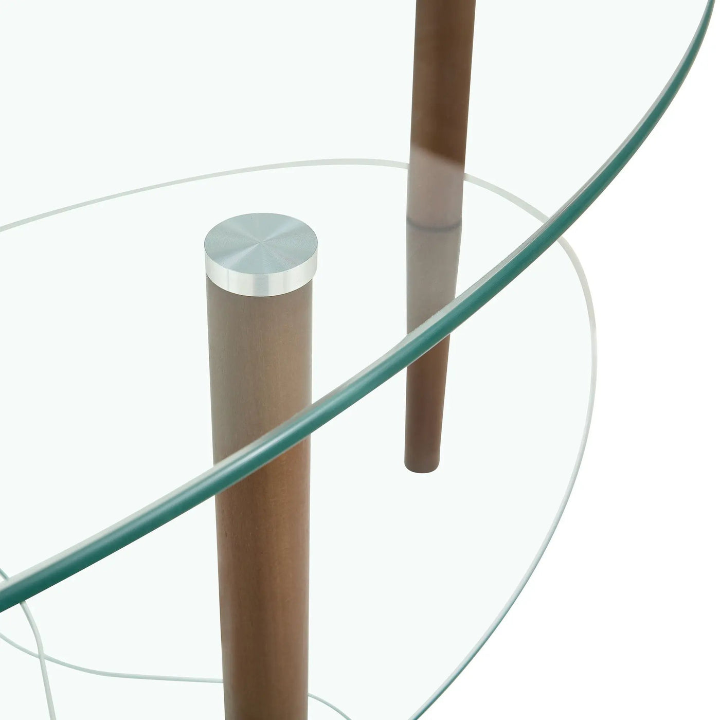 Transparent Oval Glass Coffee Table, Modern Table In Living Room Oak Wood Leg Tea Table 3-Layer Glass Table by HouseOfZazla