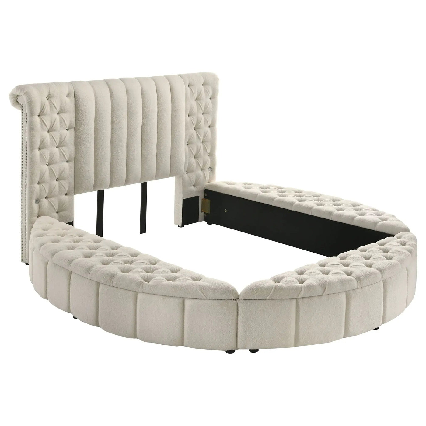 Santiago - Upholstered Round Storage Bed With Built In Charging Ports by HouseOfZazla