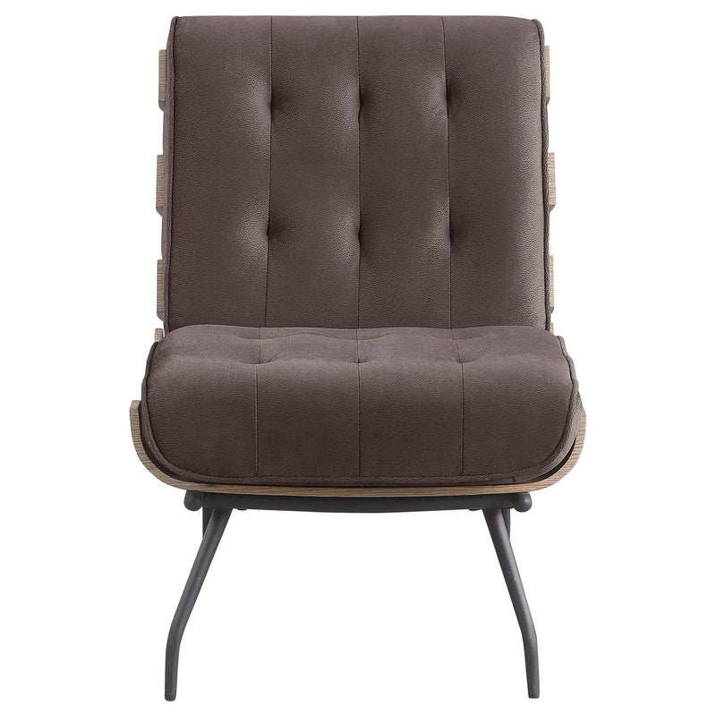 Aloma Upholstered Tufted Armless Accent Chair Brown by Unique Piece Furniture