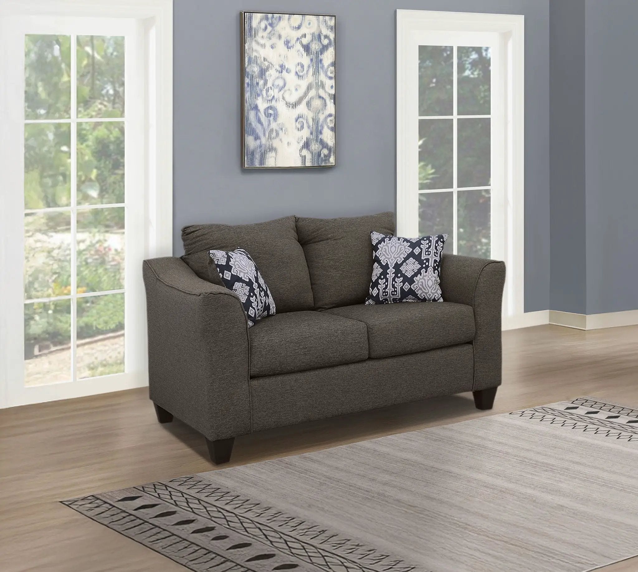Salizar Upholstered Flared Arm Loveseat Charcoal Grey by Unique Piece Furniture