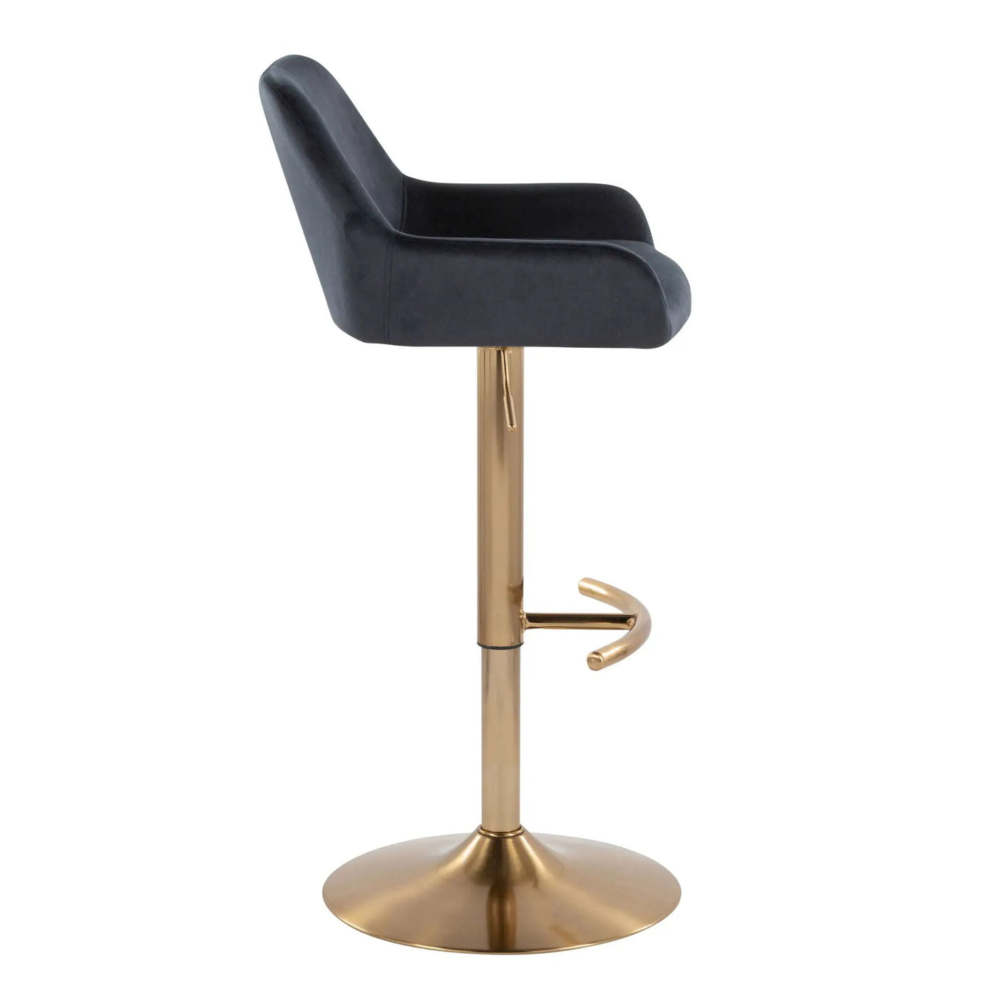 Daniella - Contemporary Adjustable Barstool With Swivel With Rounded T Footrest (Set of 2) by HouseOfZazla