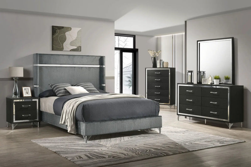 Lucia 61-inch Upholstered Eastern King Wingback Bed Grey by Unique Piece Furniture