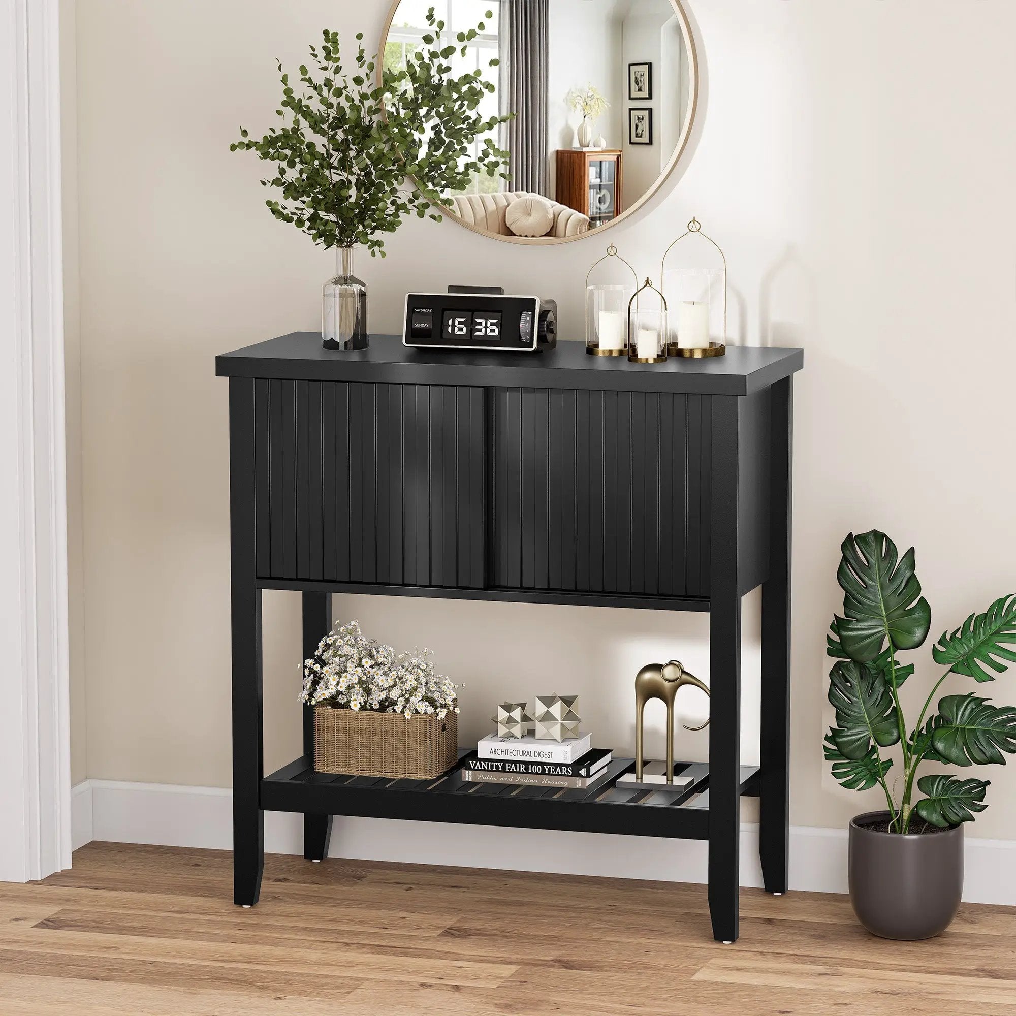 31.5" Entryway Console Table with Sliding Drawer Doors by HouseOfZazla