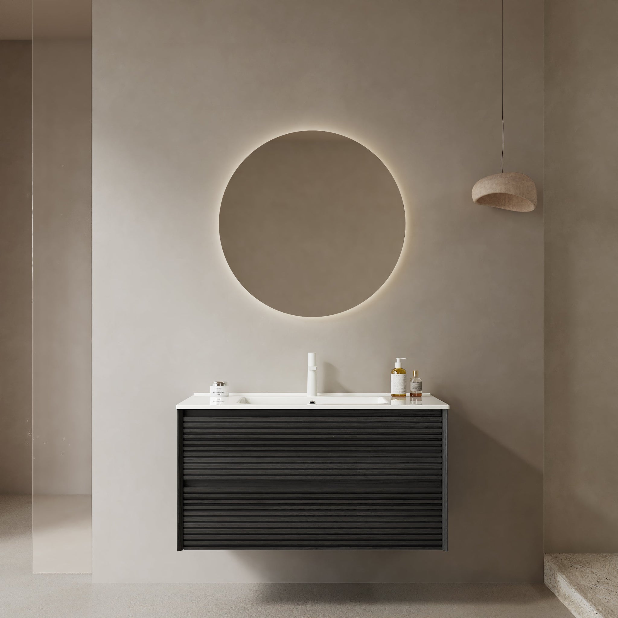BRON 36" Bathroom Vanity with Sink, Modern Wall-Mounted Floating Cabinet by HouseOfZazla