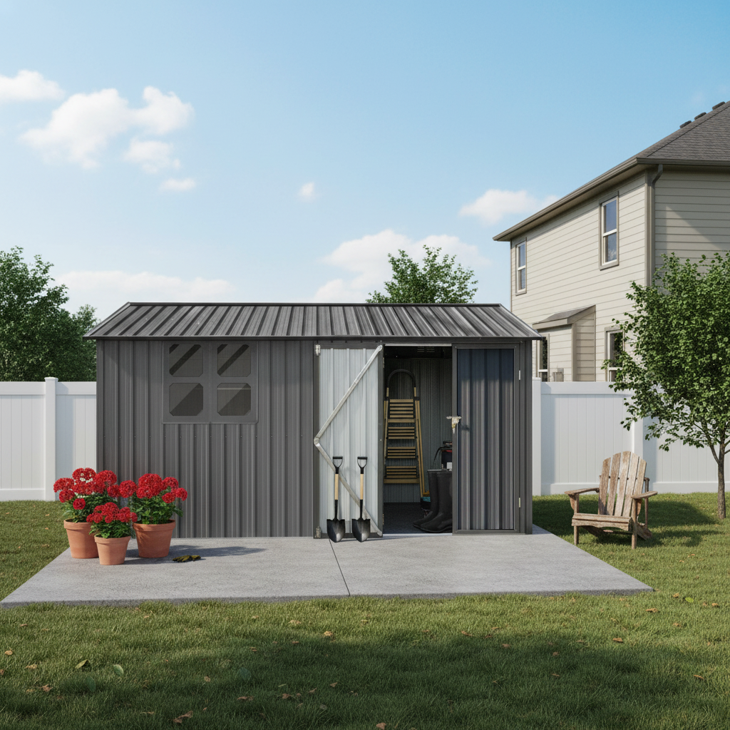 12x10 Ft Metal Garden Shed for Outdoor Storage by HouseOfZazla
