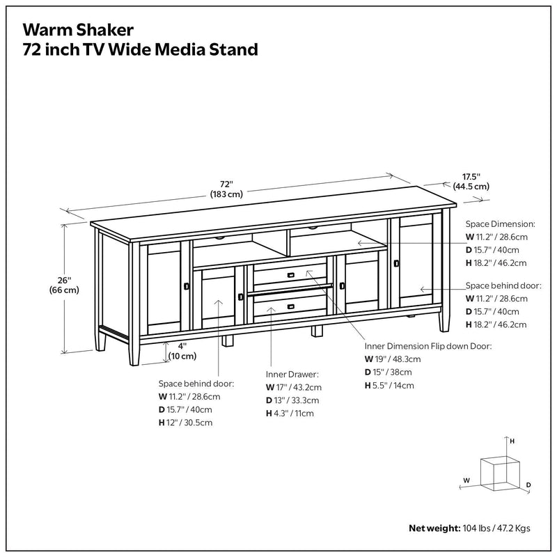 Warm Shaker TV Media Stand with Adjustable Storage - Hickory Brown, photo 5 of 7