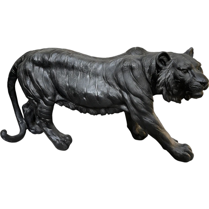 Matte Black Tiger Outdoor Statue with Weatherproof Resin - Black, photo 10 of 10