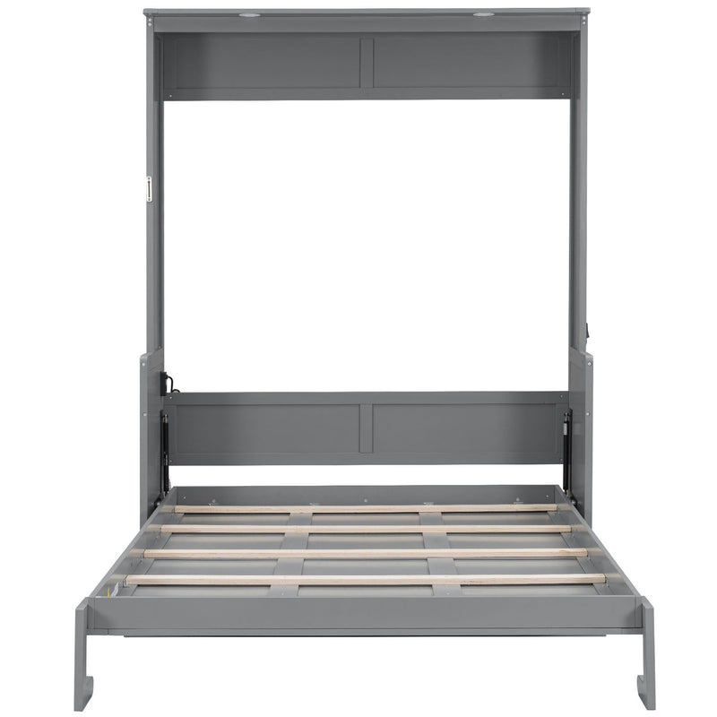 Murphy Bed With Desk, LED Lights & USB Charging Station by HouseOfZazla