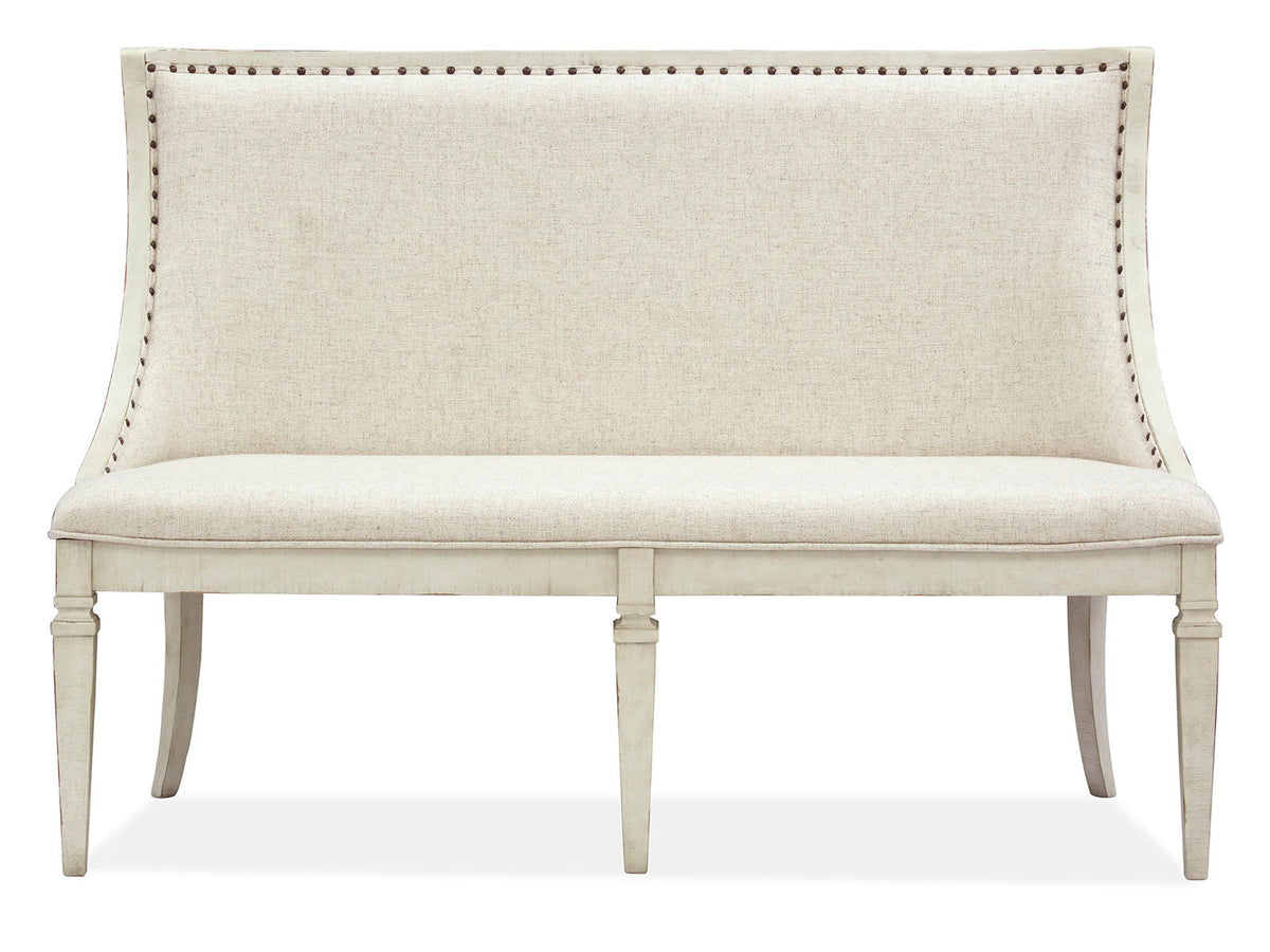 Newport - Bench With Upholstered Seat & Back - Alabaster, photo 6 of 7