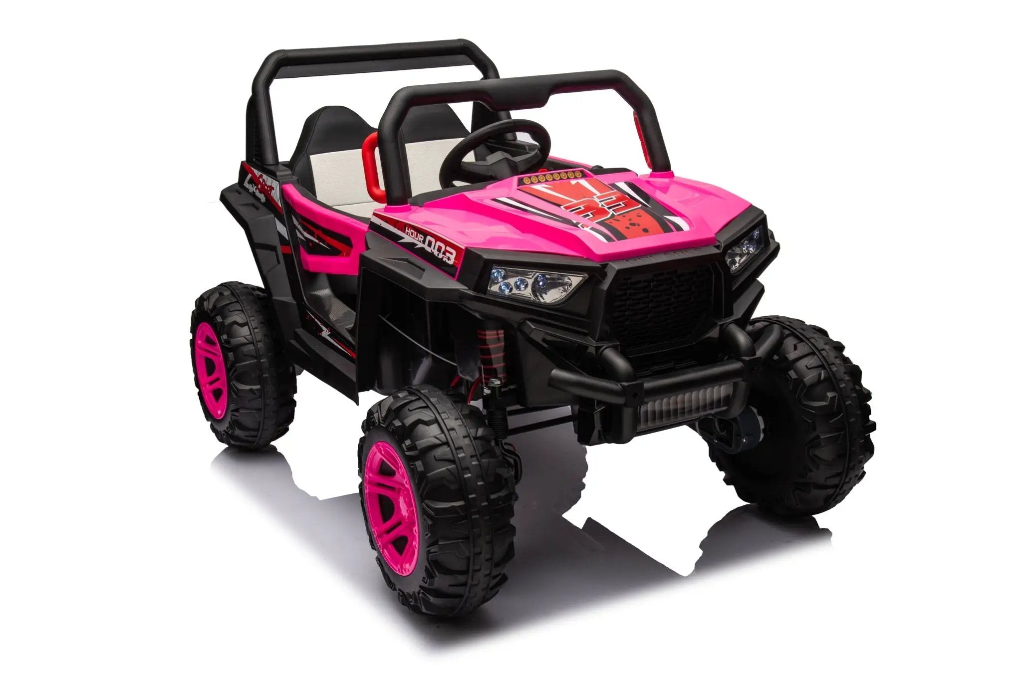 12V7A*1 30W*4 Four-Wheel Drive Seat One Button Start, Forward And Backward, High And Low Speed, Music, Front Light, Power Display, Two Doors Can Open, 2.4G R / C, Seat Belt Four Wheel Absorber by HouseOfZazla