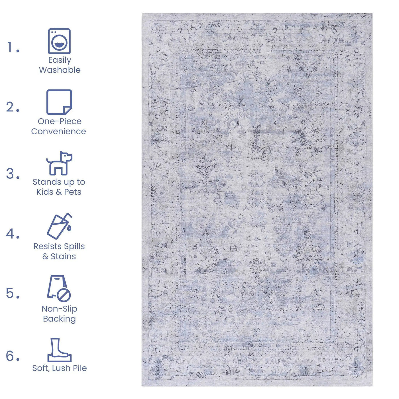 Maval - Area Rug, Washable by HouseOfZazla