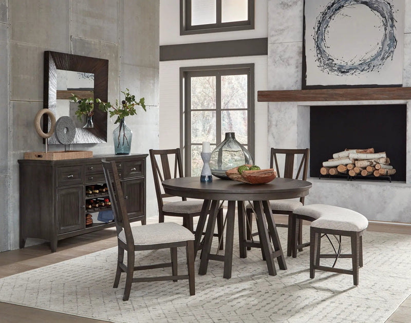 Westley Falls - Curved Bench With Upholstered Seat - Graphite by Unique Piece Furniture