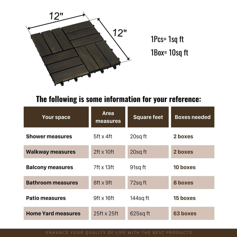 Acacia Wood Interlocking Deck Tiles Checker Pattern For Outdoor Flooring by HouseOfZazla
