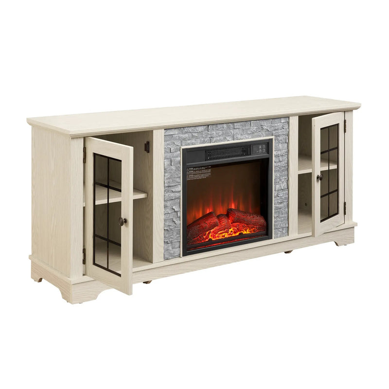 58" Modern TV Stand with Electric Fireplace and Storage by HouseOfZazla