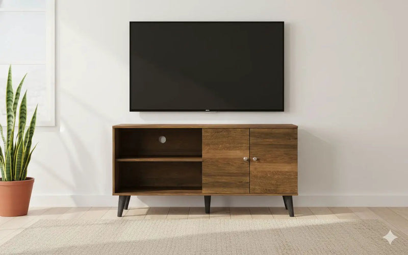 Amidon - TV Stand, With 2 Storage Shelves And 1 Cabinet by Unique Piece Furniture
