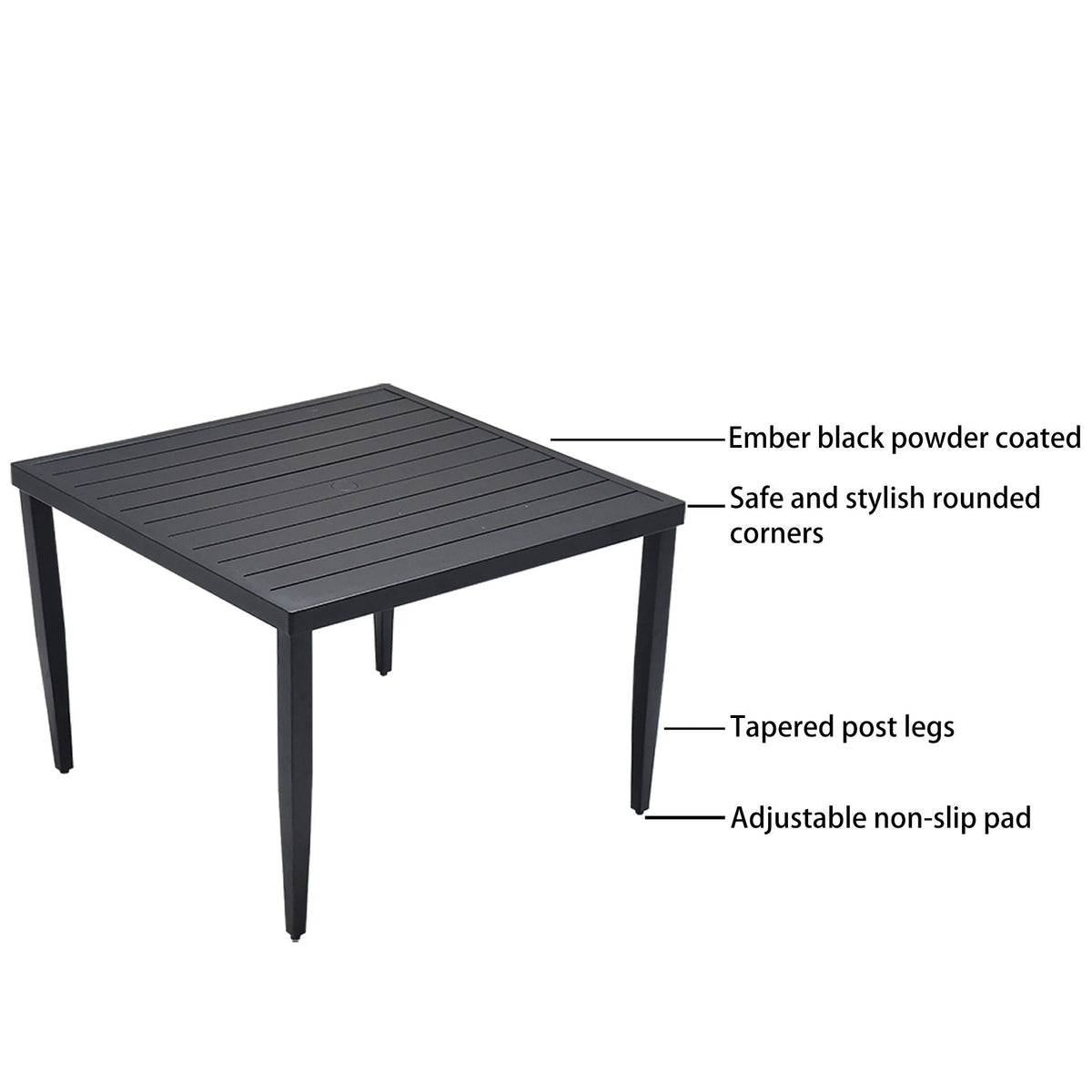 Outdoor Patio Dining Table With Tapered Feet & Umbrella Hole, photo 9 of 12