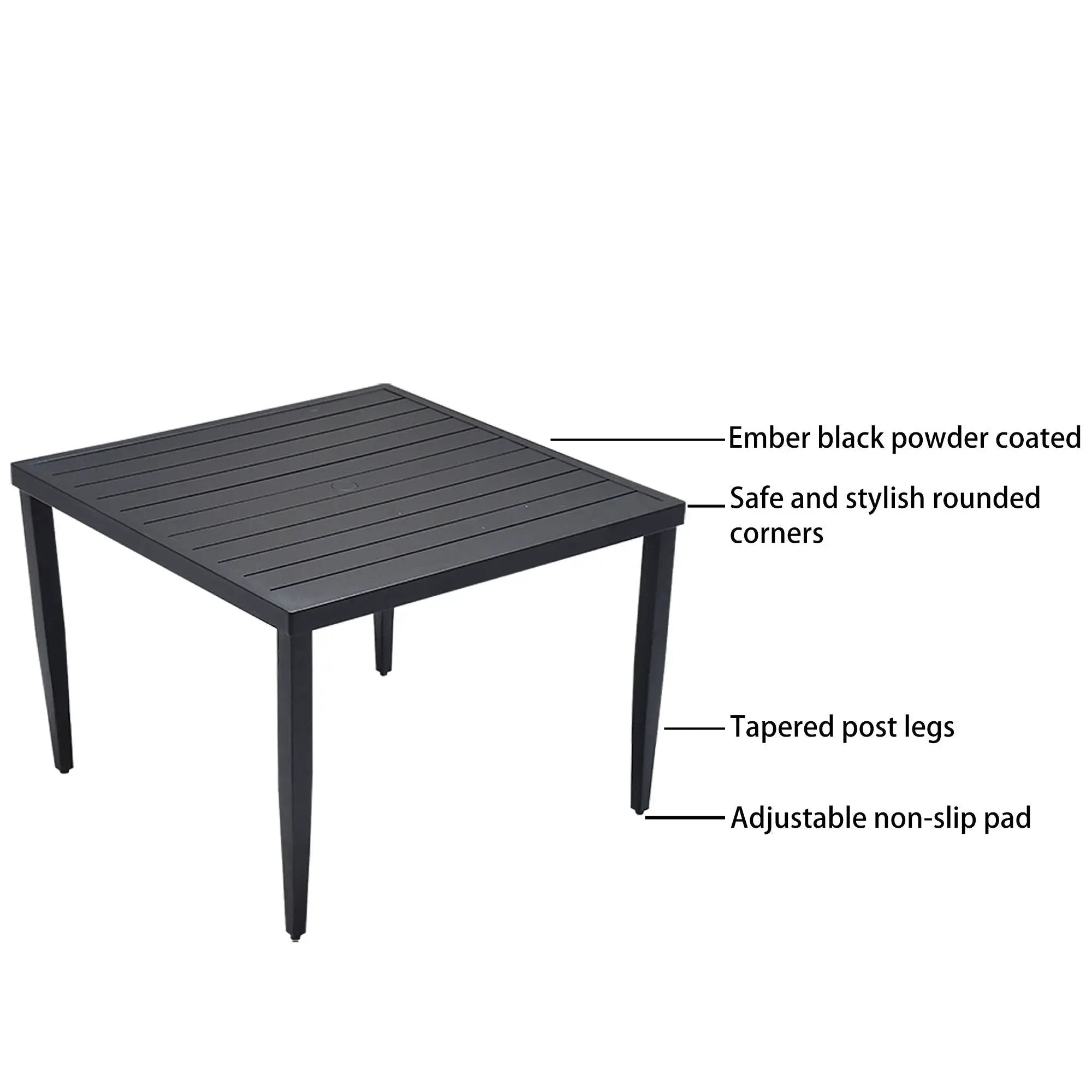 Outdoor Patio Dining Table With Tapered Feet & Umbrella Hole by HouseOfZazla