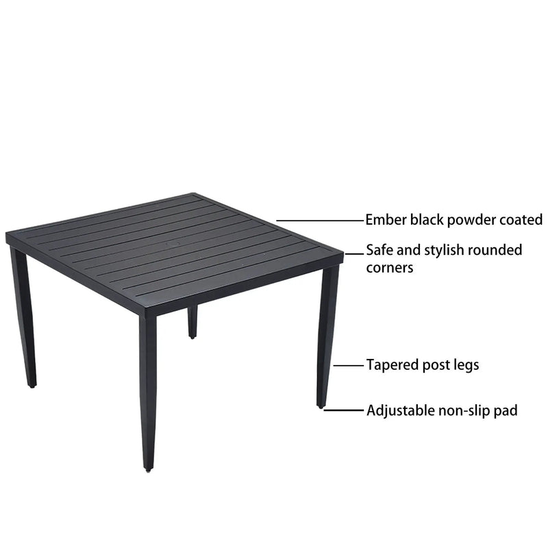 Outdoor Modern Dining Set, Chairs Sunbrella Cushioned And Dining Table With Umbrella Hole by HouseOfZazla