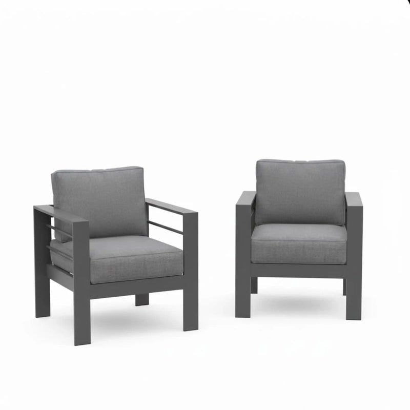 Patio Armchairs With Thick Cushions, All Weather (Set of 2) - Gray / Gray by HouseOfZazla