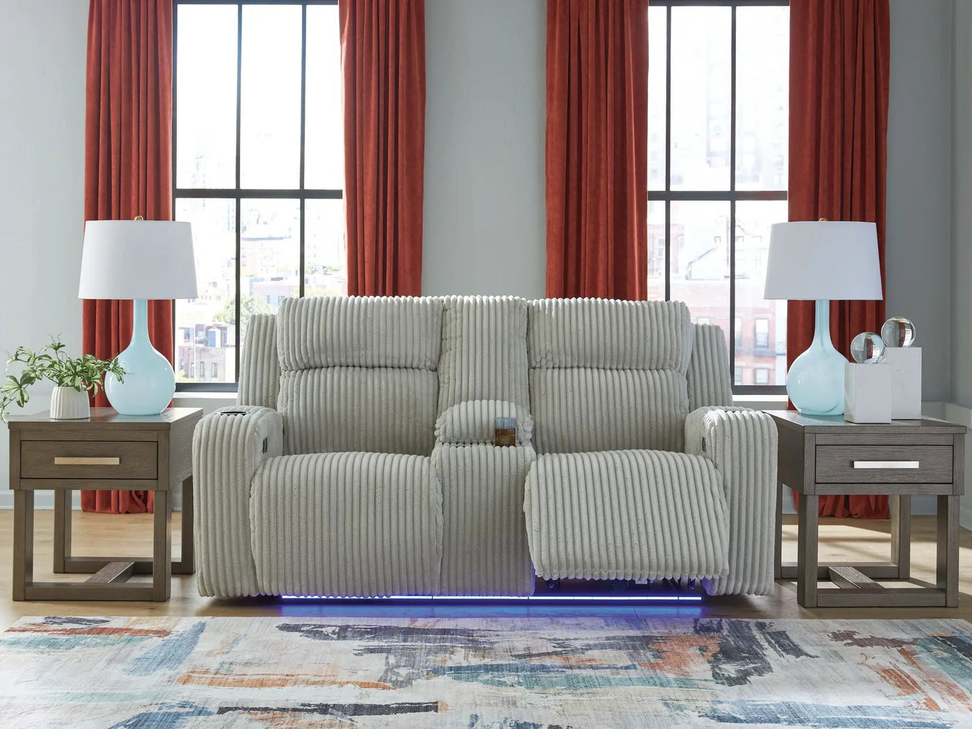 Forest Lake - Power Reclining Loveseat With Console / Adj Headrest by Unique Piece Furniture