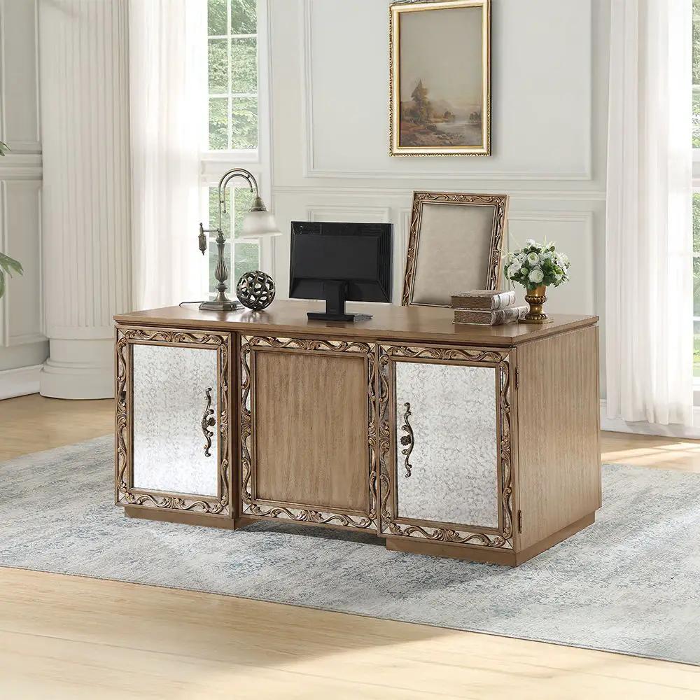 Orianne - Executive Writing Desk - Antique Gold by Unique Piece Furniture