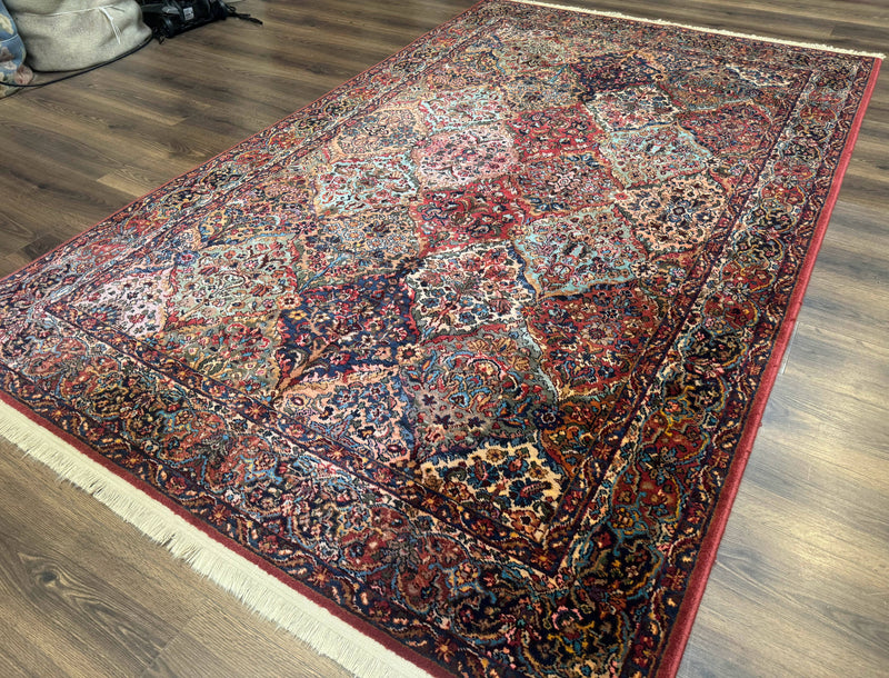 Karastan Rug 5.9 x 9, Multicolor Panel Kirman Rug #717, Wool Original Karastan Collection 700 Series by Jewel Rugs