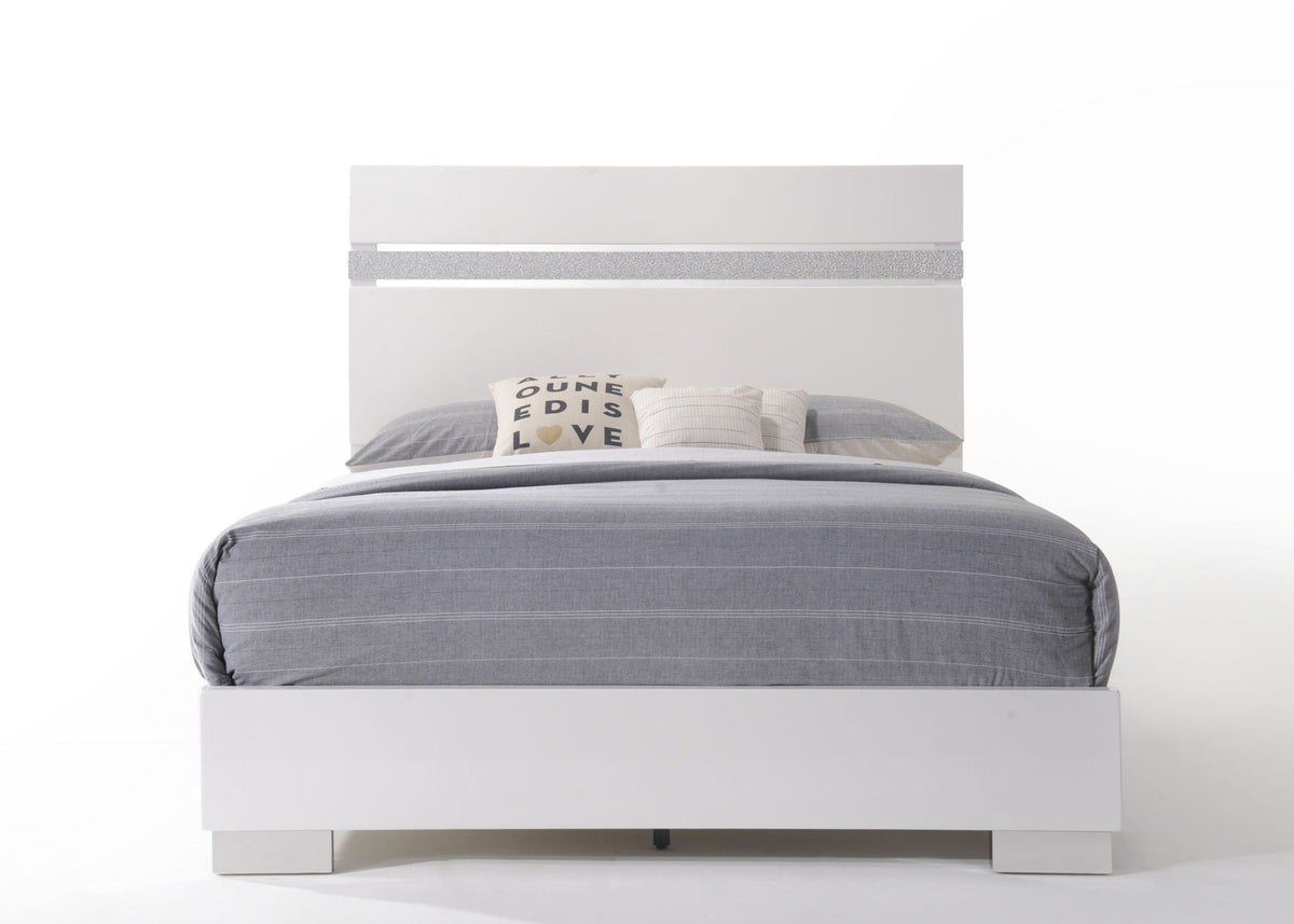 Naima Elegance Queen Panel Bed with Optional 2-Drawer Storage - White, photo 5 of 8