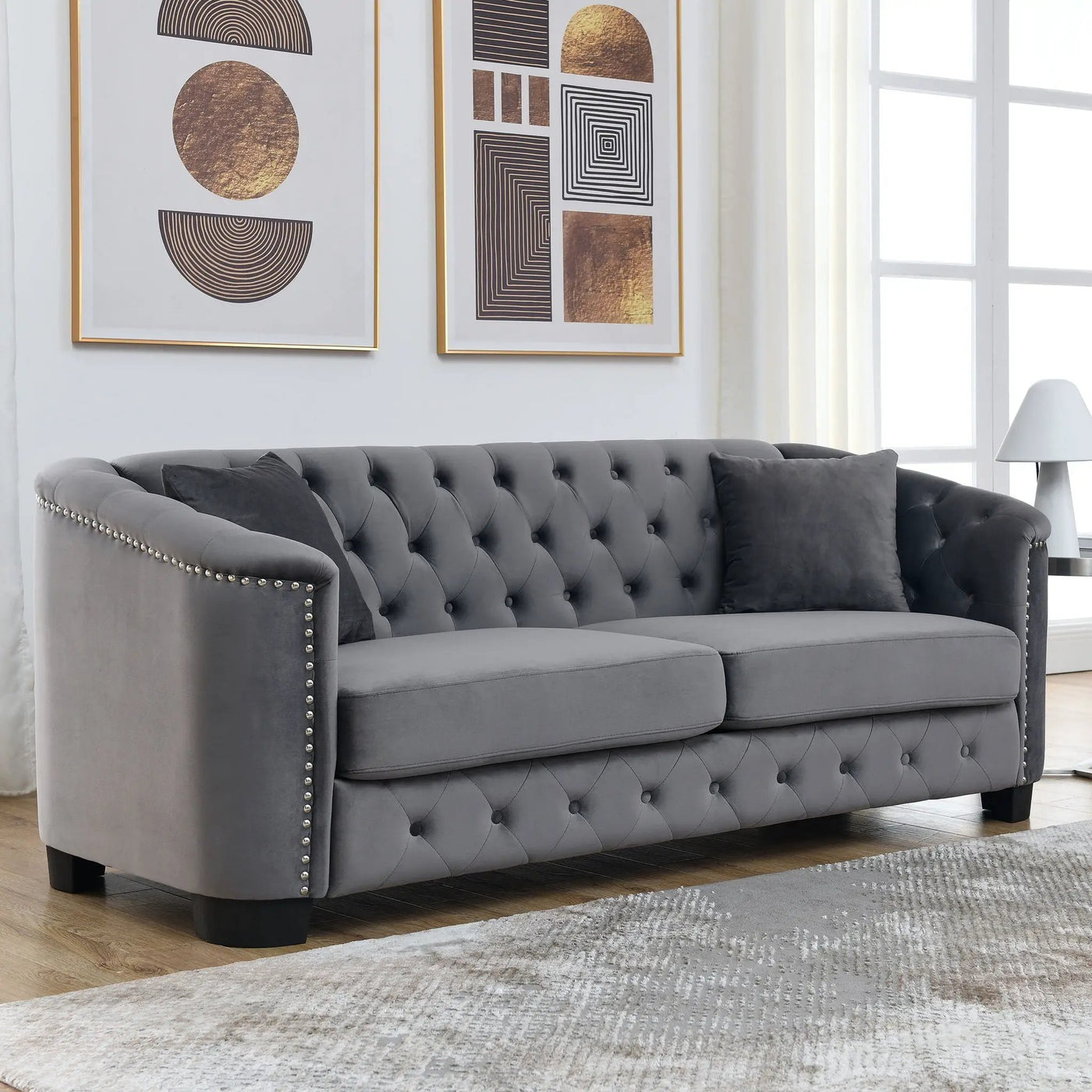 Modern Chesterfield Sofa With Tufted Backrest For Living Room by HouseOfZazla