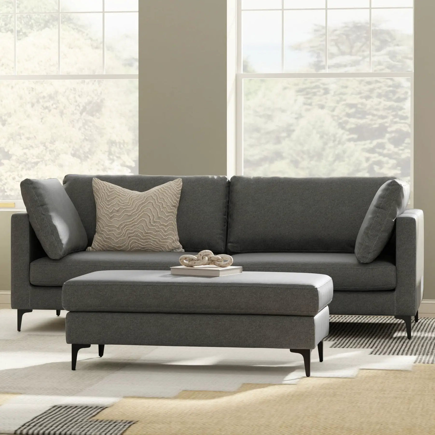 Ava - Mid Century Sofa With Ottoman Set by HouseOfZazla