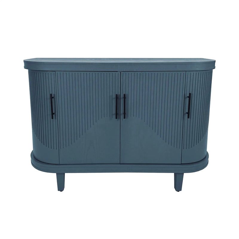 Curved Sideboard Wooden Console Table With 4 Doors And Adjustable Shelves For Living Room - Blue by HouseOfZazla