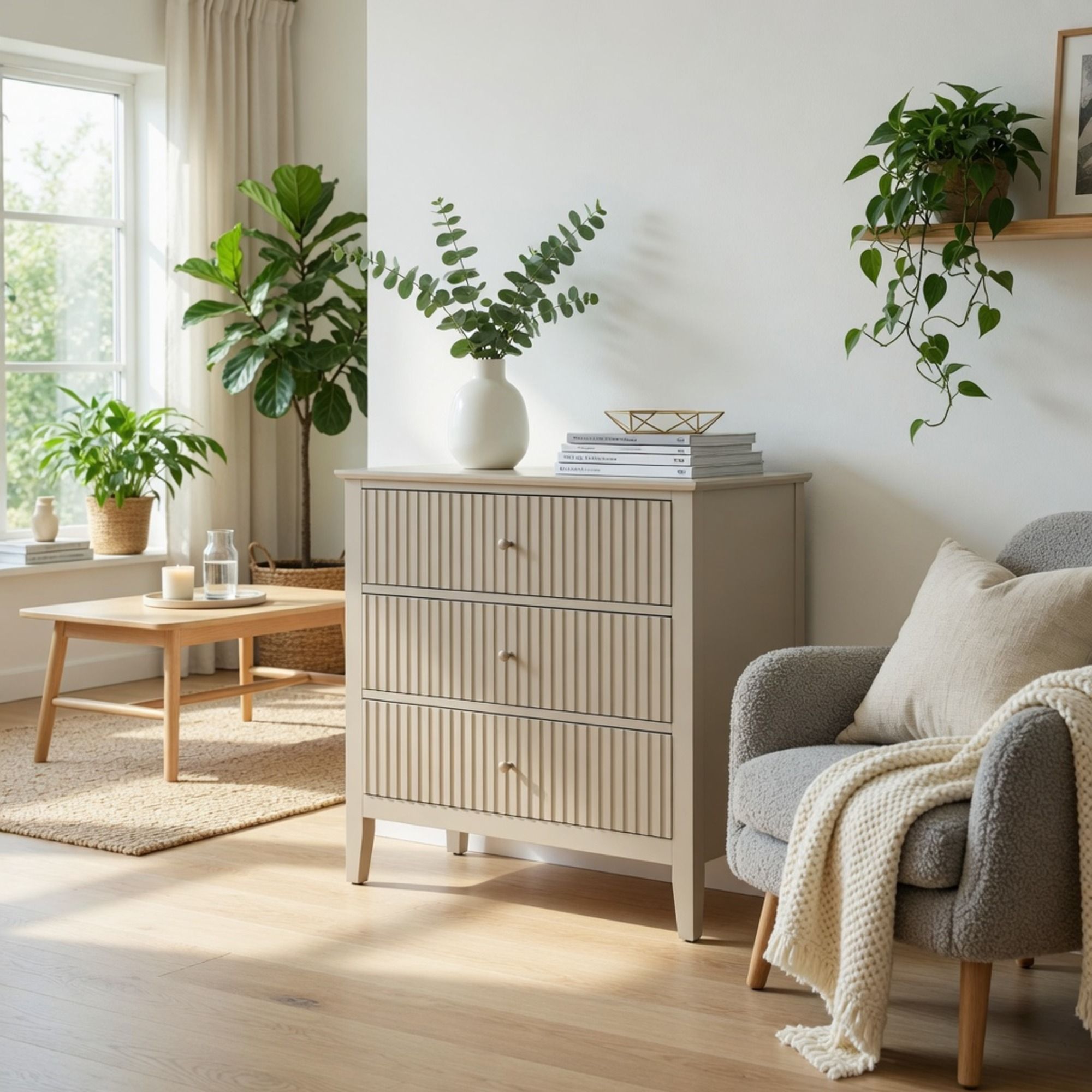 Fluted 3 Drawer Nightstand With Soft Close Slides by HouseOfZazla