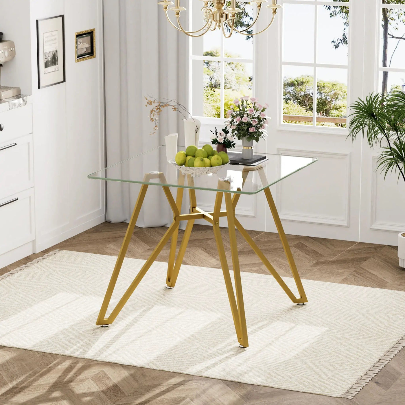 Modern Glass Dining Table With Metal Legs by Unique Piece Furniture