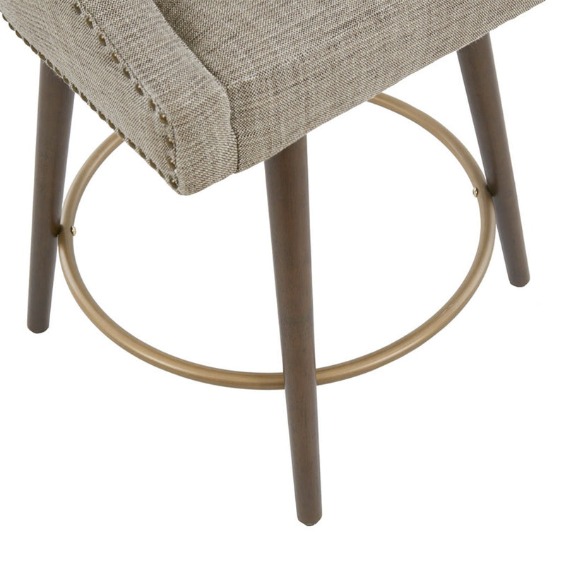Swivel Counter Stool With Antique Bronze Detailing - Beige Multi by HouseOfZazla