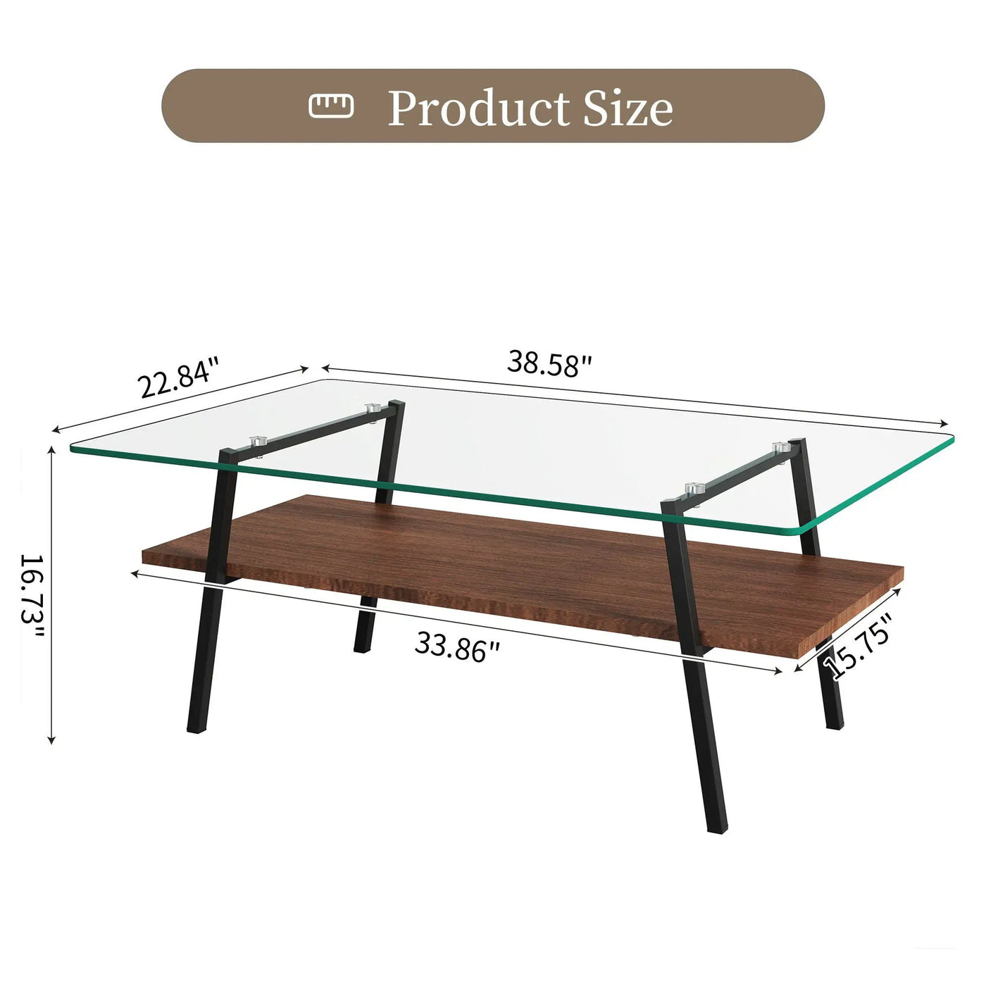 Rectangle Coffee Table, Tempered Glass Tabletop With Metal Legs, Modern Table For Living Room by HouseOfZazla