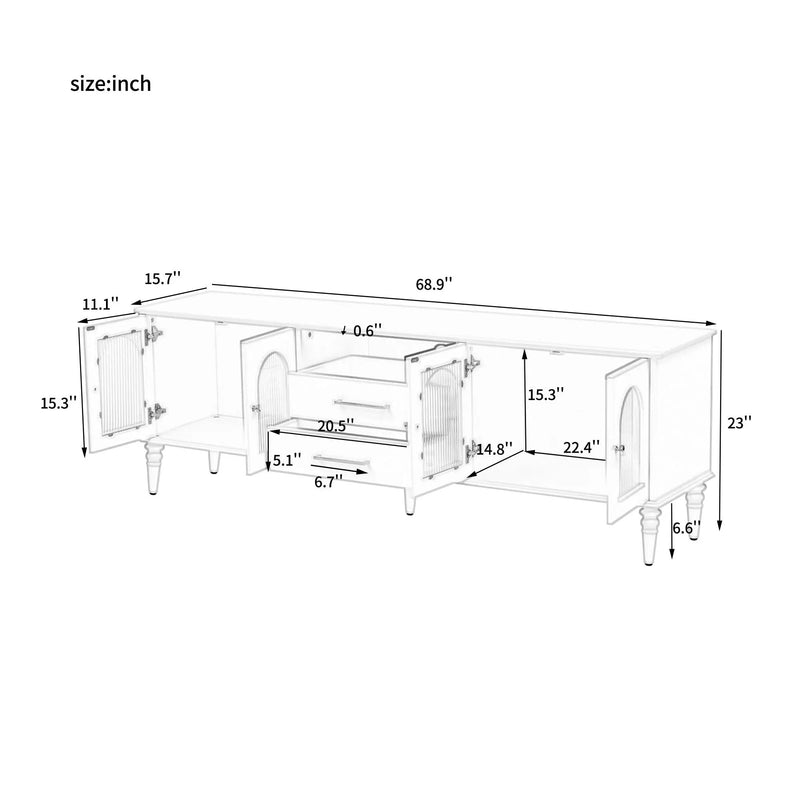 TV Stand For TVs Up To 75", Entertainment Center Media Console For Living Room - Black by HouseOfZazla