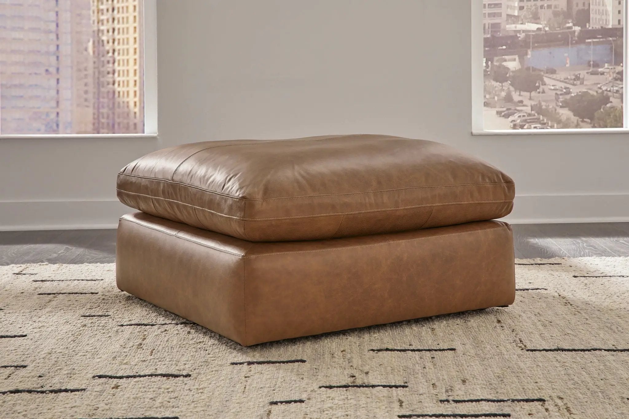 Emilia - 3 Pc. - 2-Piece Sectional Loveseat, Ottoman - Caramel by Unique Piece Furniture