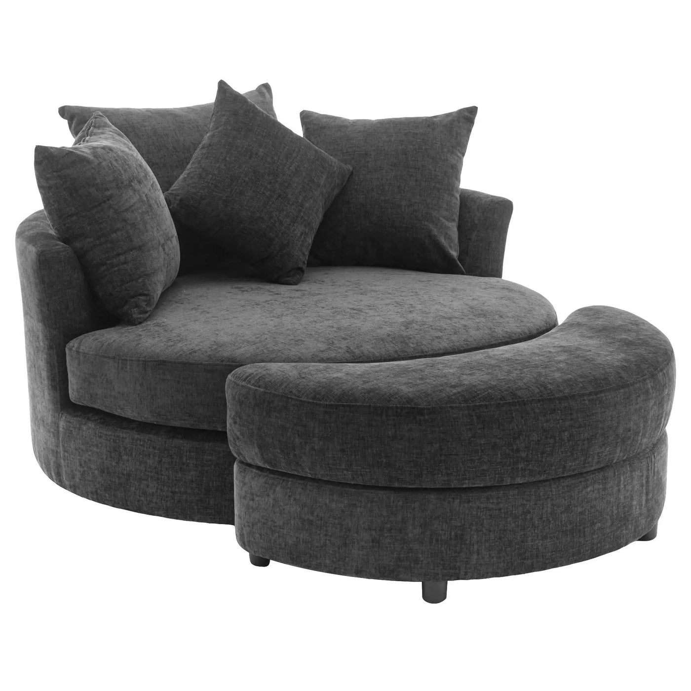 360° Swivel Accent Barrel Chair With Storage Ottoman & 4 Pillows, Modern Leisure Chair Round Accent For Living Room by Unique Piece Furniture