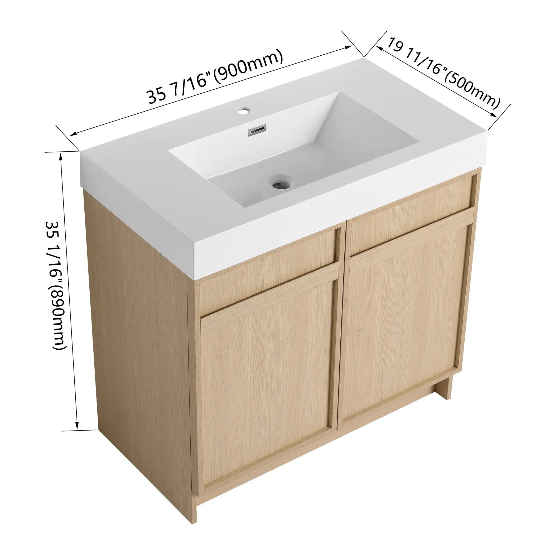 Freestanding Bathroom Vanity With Resin Sink & Soft Close Cabinet Doors by Unique Piece Furniture