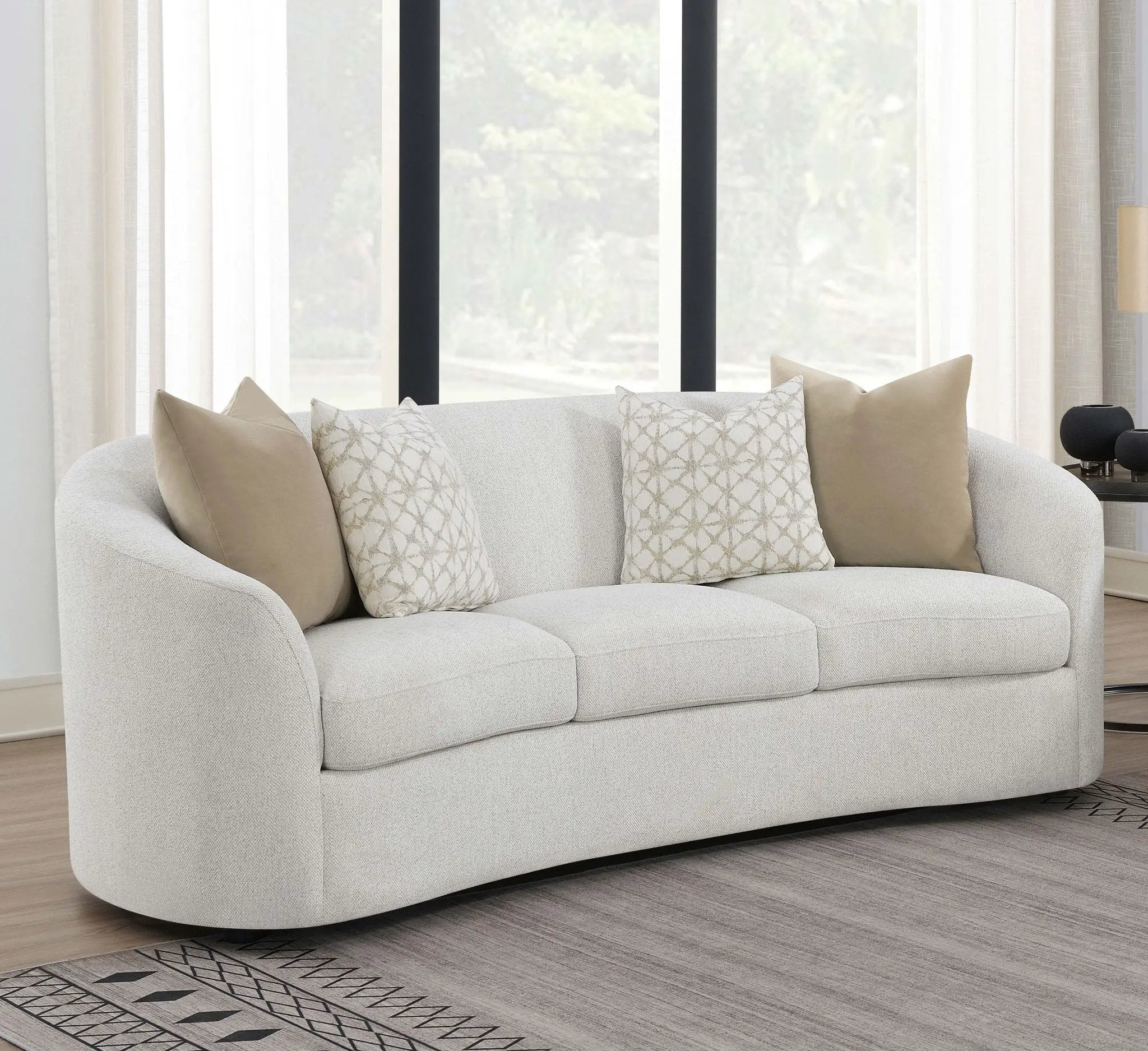 Rainn Boucle Upholstered Sloped Arm Sofa Latte by Unique Piece Furniture