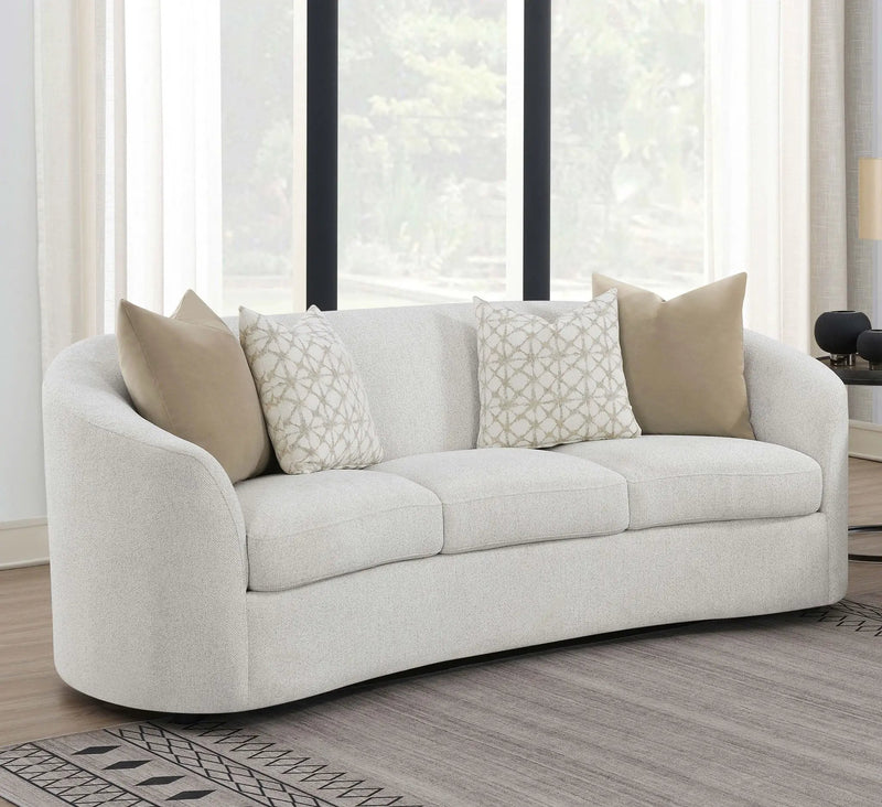 Rainn Boucle Upholstered Sloped Arm Sofa Latte by Unique Piece Furniture