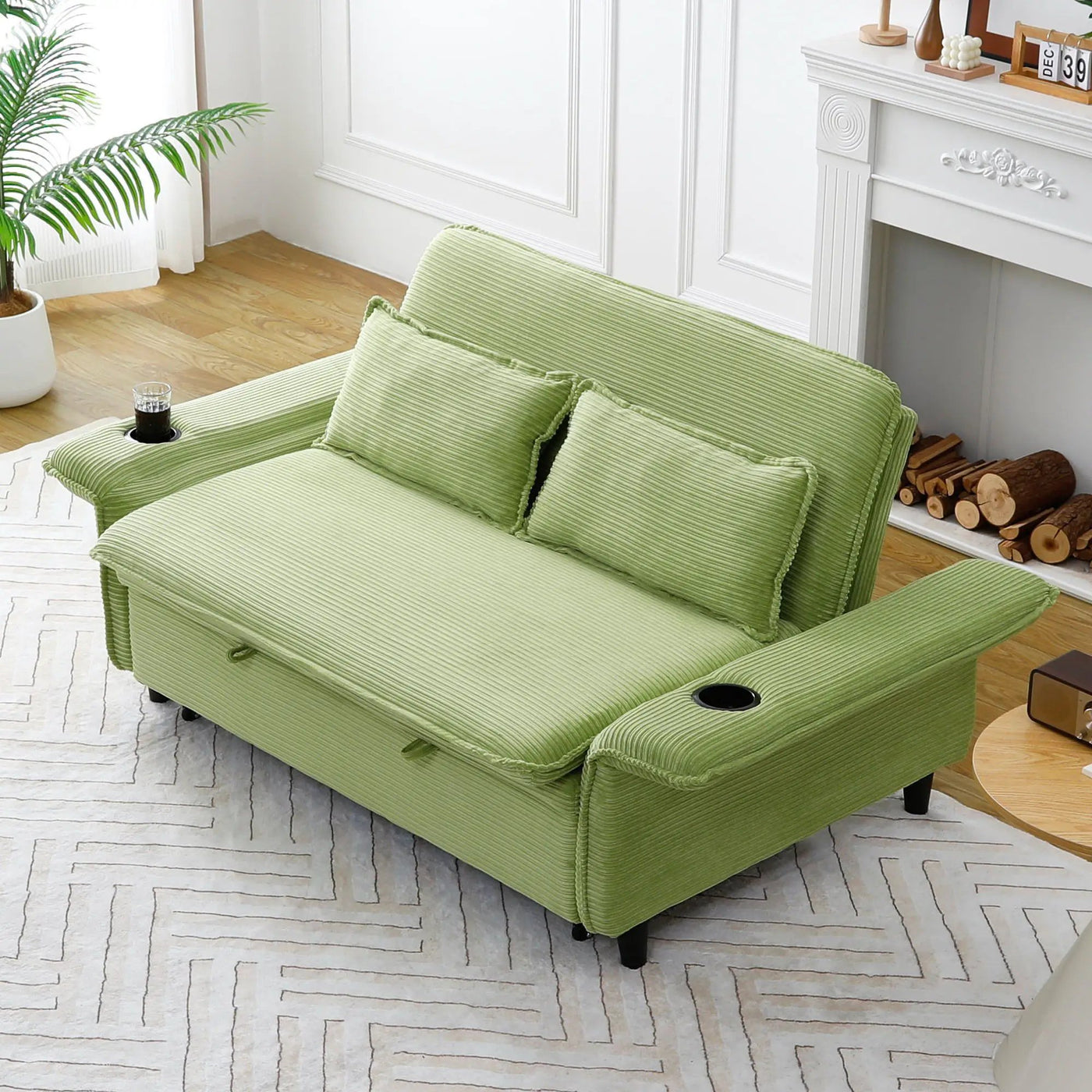 Modern Fabric Multi-Functional Sofa Bed With Adjustable Armrests And Backrests by Unique Piece Furniture