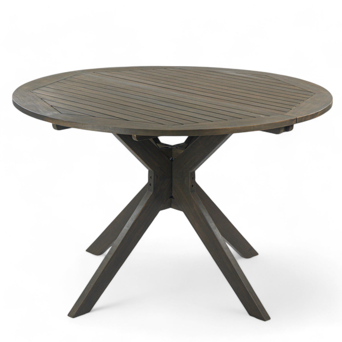 Stanford Outdoor Round Acacia Wood Dining Table with X Base, photo 4 of 10