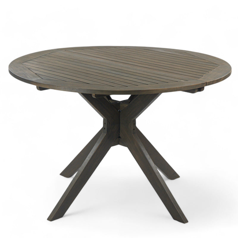 Stanford Outdoor Round Acacia Wood Dining Table with X Base, photo 4 of 10